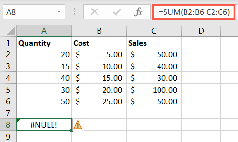 Null Excel Formül Hataları