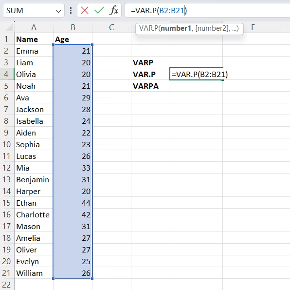 Excel varp formül örneği