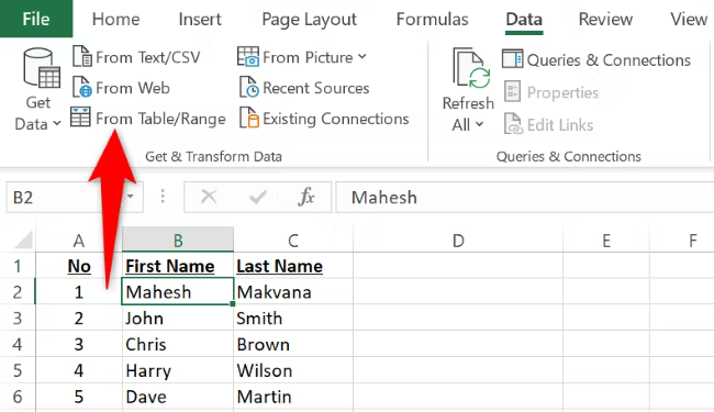 9 tablo aralığından excel verileri