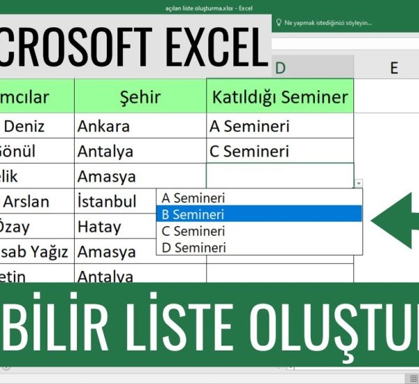 Excel HÃ¼creye AÃ§Ä±lÄ±r Liste NasÄ±l Eklenir?